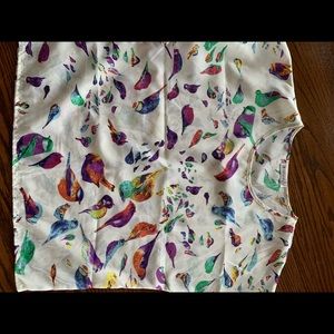 Silky top with bird print